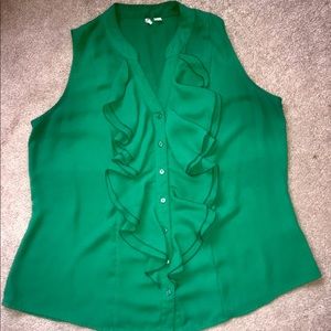 Cato Ruffle-Front Sleeveless Blouse
